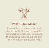 Goat illustration with text about goat milk benefits.