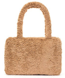 Brown plush handbag.