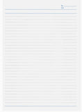Sheet of lined white paper with blue lines.