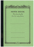 Green notebook with decorative border and text.