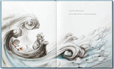 pages from the book "Trying," with an illustration of a lion in a boat on stormy seas.