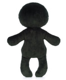 Skeleton plush toy with black and white design and a smiling face.