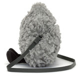 plush storm cloud shoulder bag with black strap.