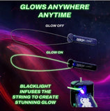 The zipstring luma displayed in two modes. One with the blacklight off, and one with it on.