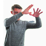 The zorbi in use, appearing as if it were levitating below the hands of the user.