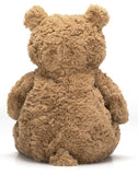 A large brown plush toy bear with a soft, fluffy texture in a sitting position.
