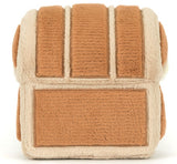 Plush toy resembling a brown and beige treasure chest.