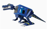 Toy dinosaur figure with blue and yellow colors