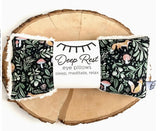 Deep Rest eye pillows with a nature-themed design